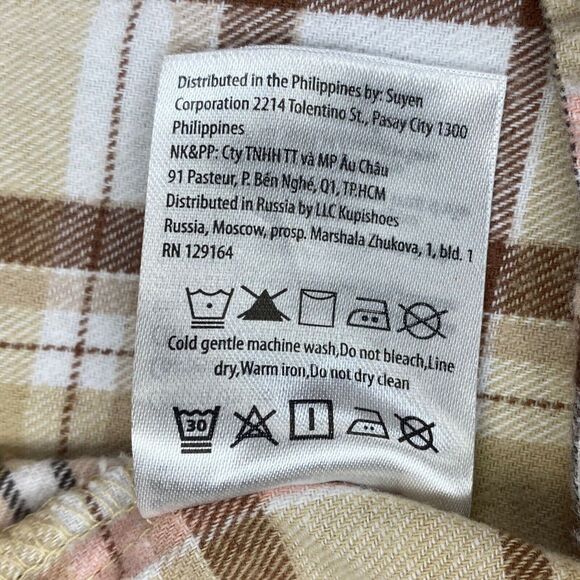 Cotton On Shirt Womens Large Tan Plaid Flannel Button Up Casual Outdoor Ladies - Picture 10 of 16